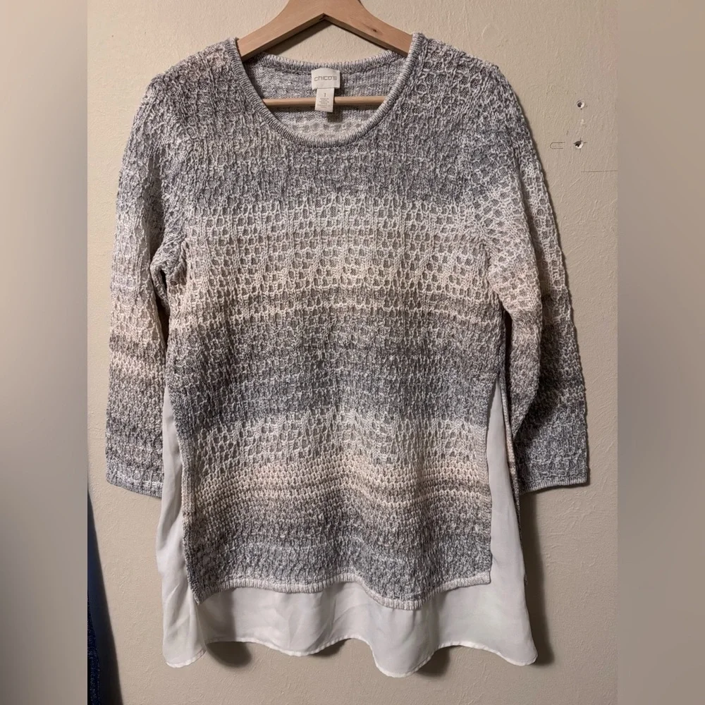 Chicos sweater with built in layered blouse Size 1 or US Medium